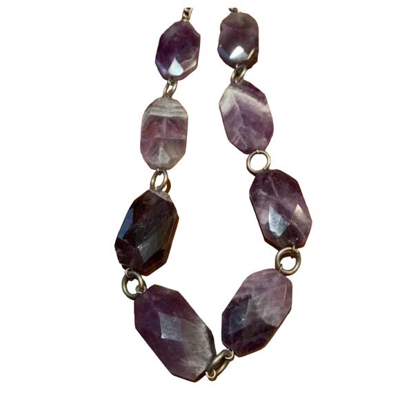 Purple Faceted Stone Statement 18" Necklace - Picture 2 of 4